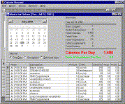 image of the calorie record meal report window